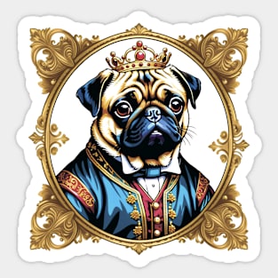 Pug the King Sticker